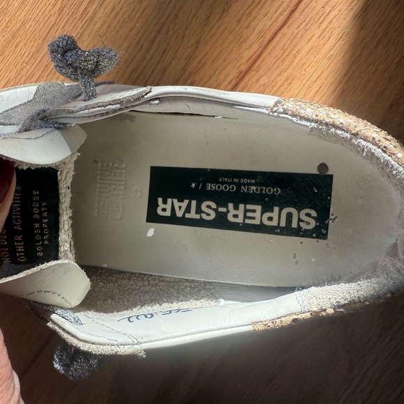 Golden Goose White and Silver Superstar Sneakers size 39 - Picture 3 of 5